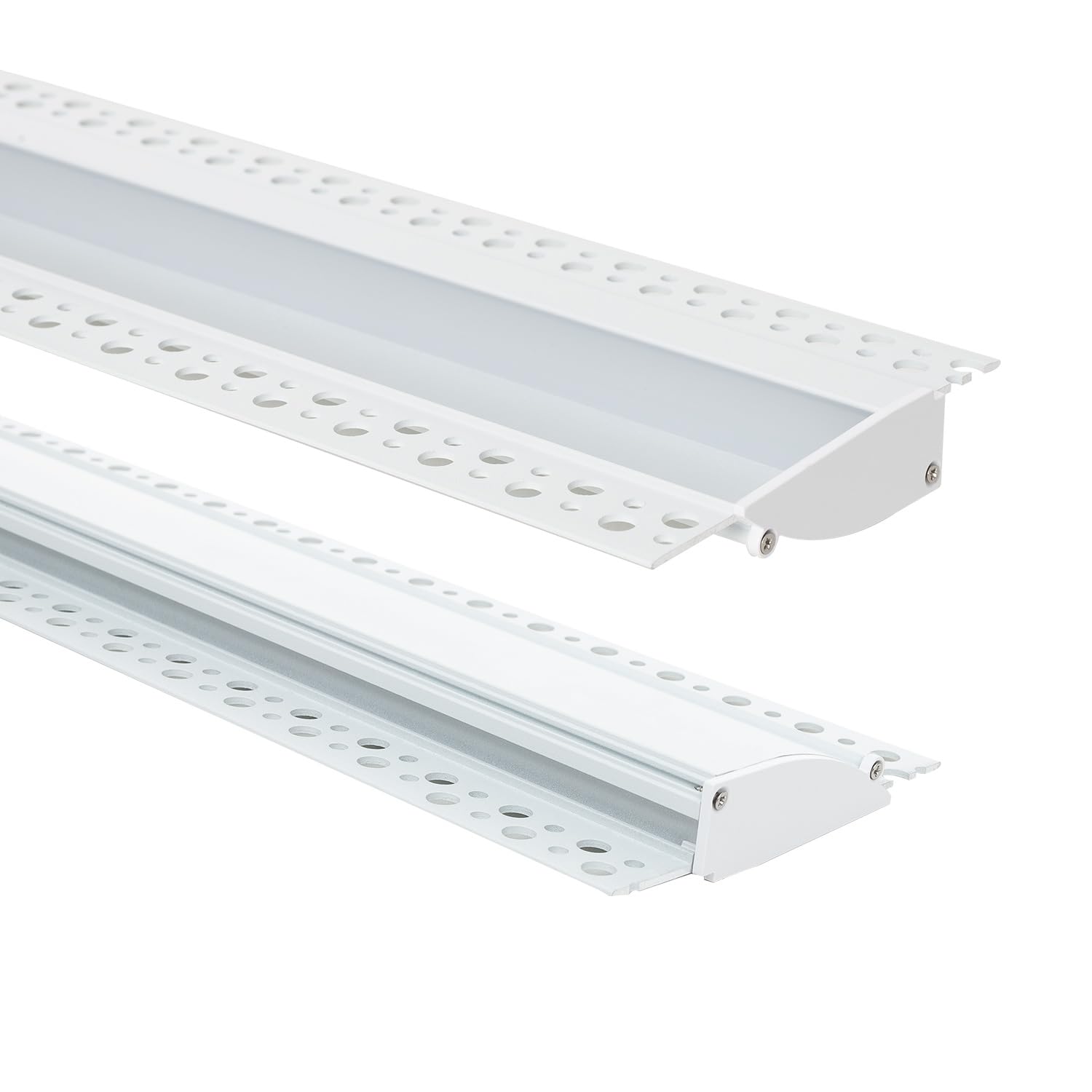 LEDKIA LIGHTING Profilo Alluminio da Incasso per Cartongesso 2m per Striscia LED fino a 12mm Bianco 2 m Semitrasparente
