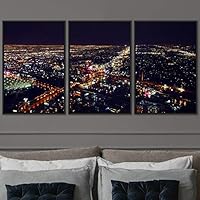 3 Piece Framed Canvas Wall Art City Illuminations Canvas Prints Home Artwork Decoration for Living Room,Bedroom - 16