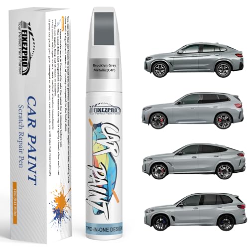Image of C4P Brooklyn Grey Metallic Touch Up Paint for BMW, Color Exact Match Car Paint Scratch Repair Remover Pen Kit Quick & Easy Fix Vehicle Chips and Automotive Nicks Scuff