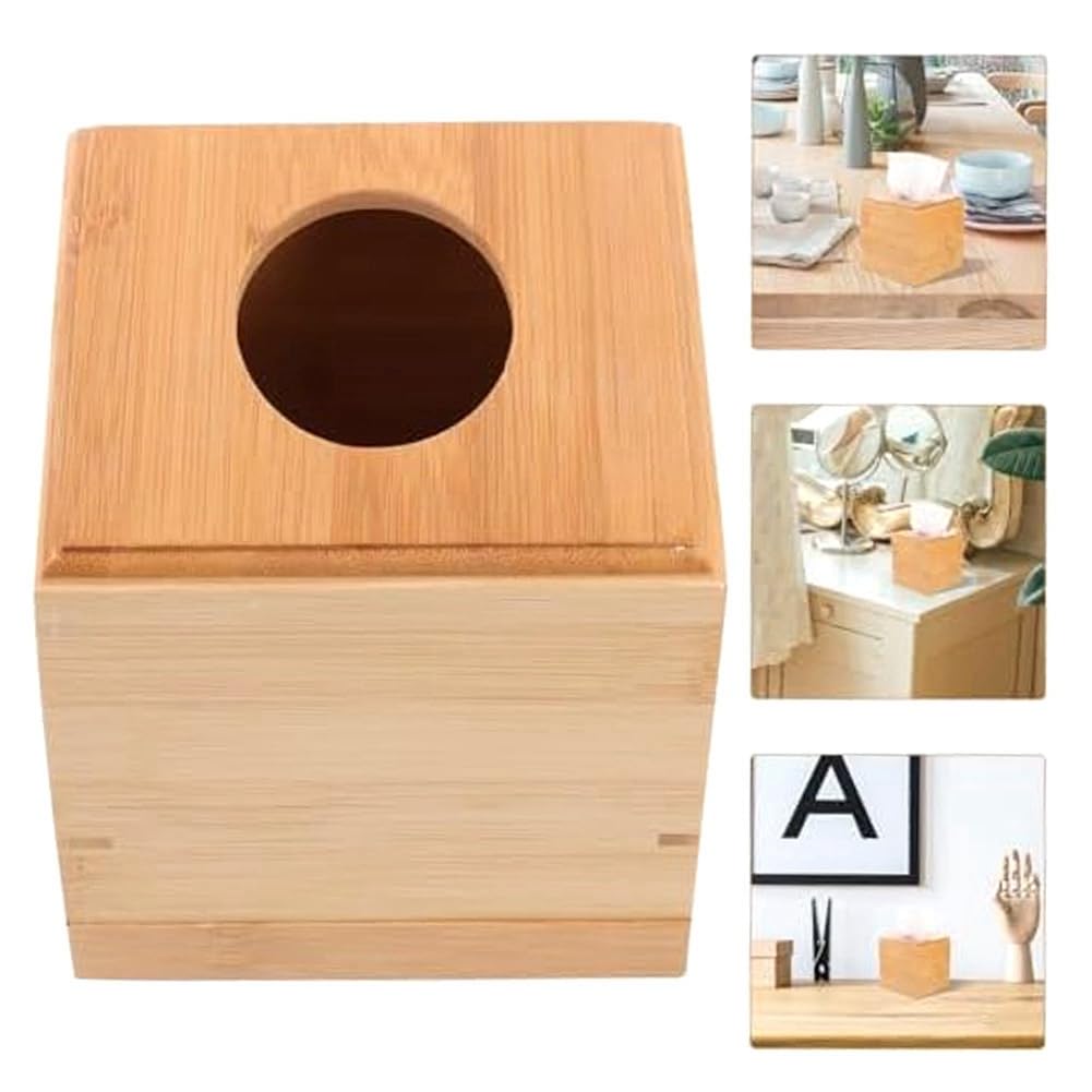 Quadratische Taschentuchbox Aus Holz, 11x11x8,5 Cm – Platzsparende Aufbewahrung Für Tücher, Toilettenpapier & Mehr