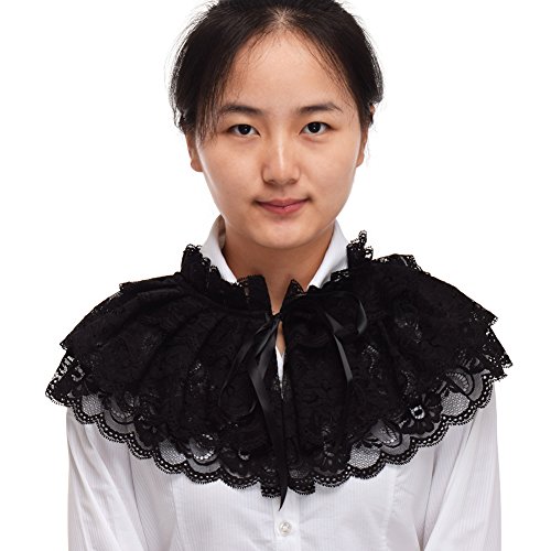 BLESSUME Cordón Cuello Fallar Collar Blanco (Negro) (Negro (3 Capas))