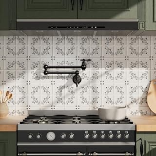 FORUOUS Black Pot Filler Kitchen Faucet, Wall Mount Kitchen Sink Pot Filler Facuet Vintage, Traditional Solid Brass Folding Faucets Stretchable Double Joint Swing Arm Faucet, Matte Black