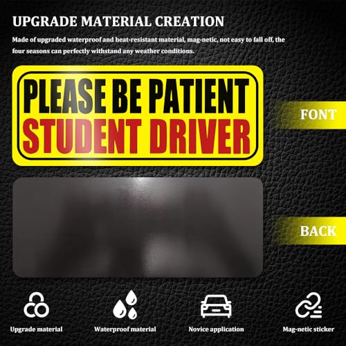 Image of 3PCS Student Drive Magnet for Car, Magnet Car Sticker, Please Be Patient Student Driver Magnet, Reusable Movable Rookie Driver Reflective Magnets Stickers Universal Fit Car Bumper (Style 3)