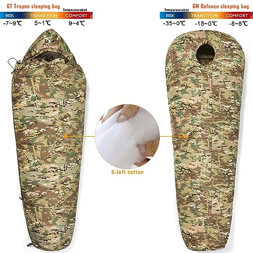 Image of MT Military Army Force Defence 4 & Tropen Patrol Mummy Sleeping Bags with Bivy Cover Compression Sack, Modular Sleeping System 2.0 for Cold Weather,