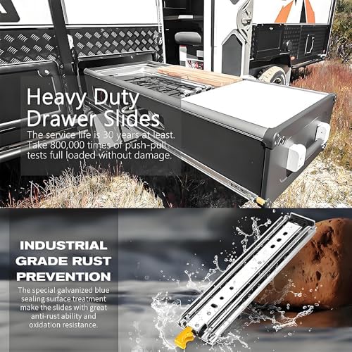 500lbs Heavy Duty Drawer Slides 10in 20in 36in 60in 72in 76in 80in 1 Pair Full Extension Ball Bearing Drawer Rails with Lock, Side Mount Tool Box Runners Tracks Glides(80 inch)