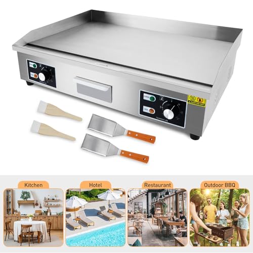 Image of Garvee 29 In Commercial Electric Griddle, Flat Top Grill Countertop Griddle | 3000W 110V Non-Stick Stainless Steel Teppanyaki Grill for Restaurant Kitchen Outdoor BBQ
