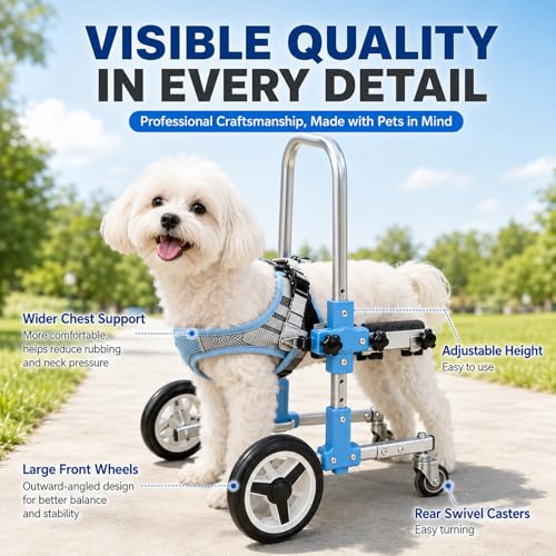 Fauteuil roulant pour chien handicapé à 4 roues ajustable noir taille M - 3