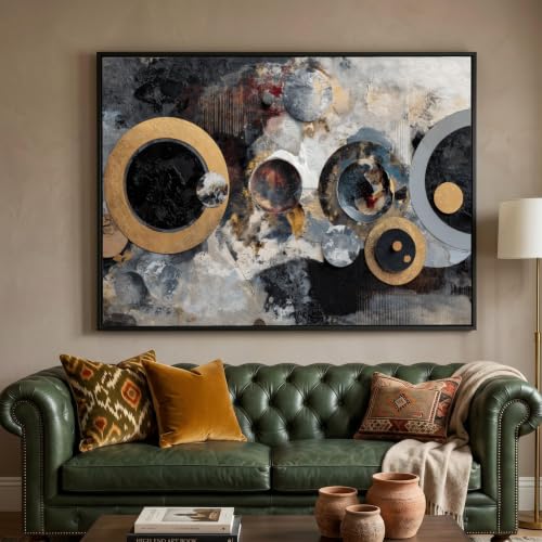 Tableau abstrait géométrique cercles pour illuminer un mur sombre sans surcharger - 3