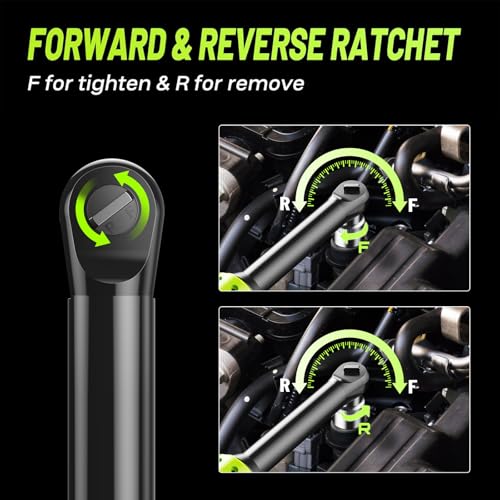 Image of Robustrue 3 /8 inch Cordless Ratchet Wrench, 6-inch Extended Ratchet Wrench, 40Ft-lbs 400RPM Cordless Ratchet, 2 Batteries Power Electric Ratchet Driver with Variable Speed, 7 Sockets, LED Light