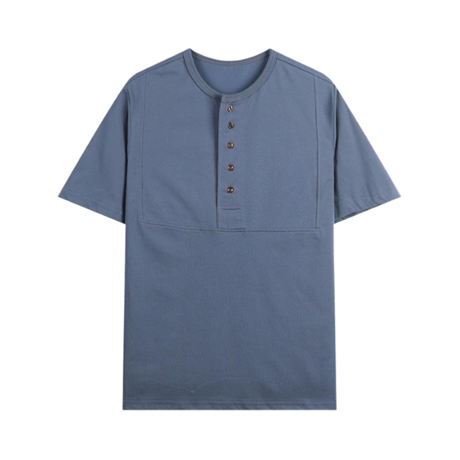 Męska koszulka z krótkim rękawem w stylu vintage patchworkowa Henley letnia luźna koszulka