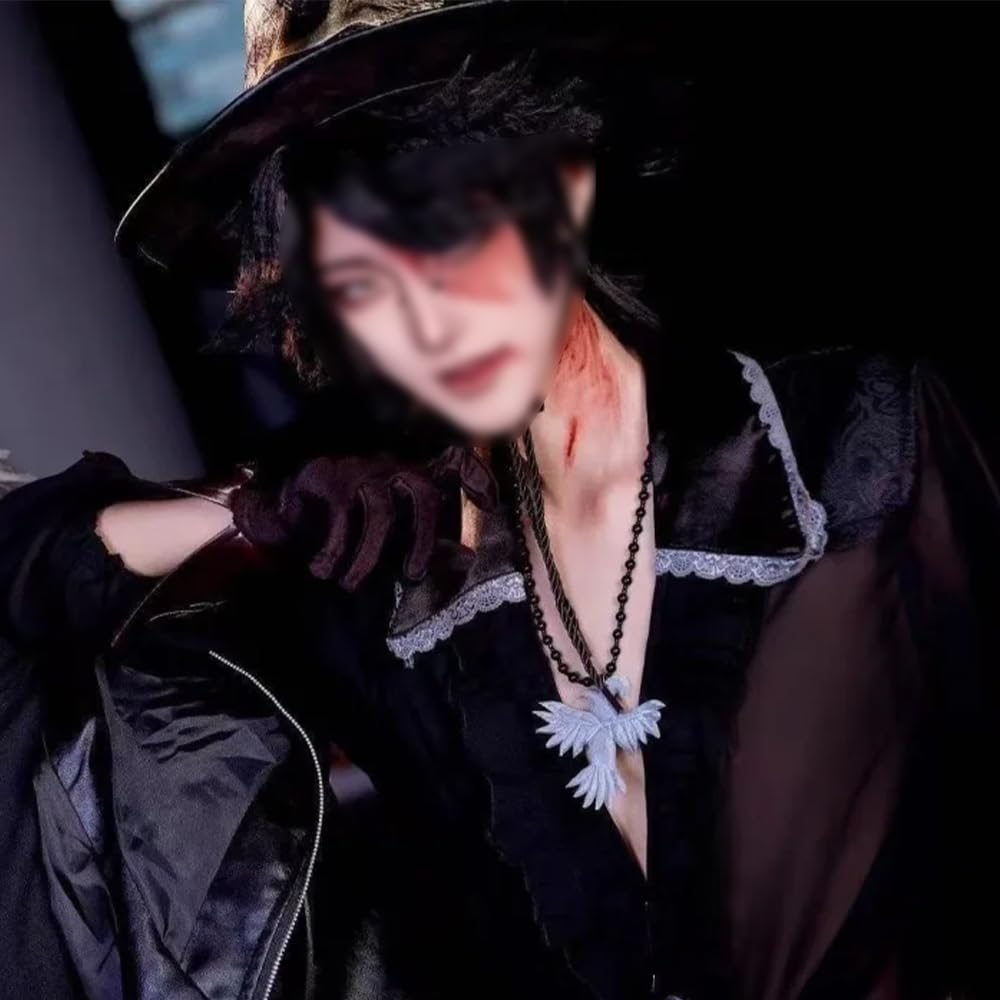 Norton Campbell kostium cosplay, anime, kapłanka, pełny zestaw, czarny dekolt w serek, na Halloween, imprezę, do odgrywania ról, strój dla mężczyzn