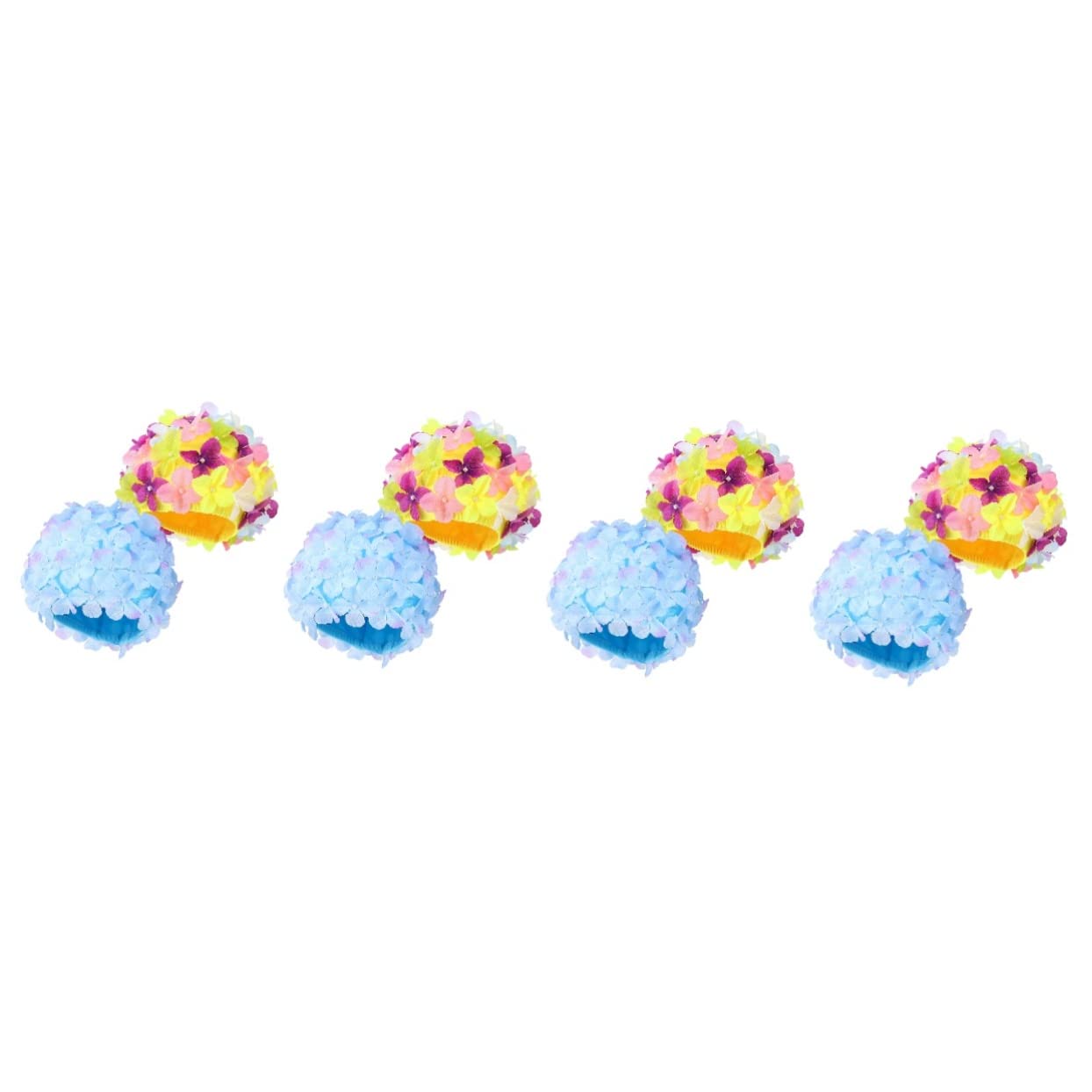 Happyyami 8 Piezas Gorro natación Divertido Sombrero natación Piscina para casa Cute kawavy Gorro baño para Mujer Gorra baño Cabello Corto pétalo Las Flores Bufanda Perder Nylon