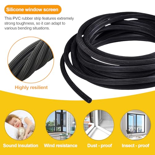 20M Ø4,5mm Gummi Kederband für Installieren Fliegengitter,Kedergummi Gummi für Fliegengitter Reparatur,für Spannrahmen als Kederband Kederschnur Schnur Ersatzteil