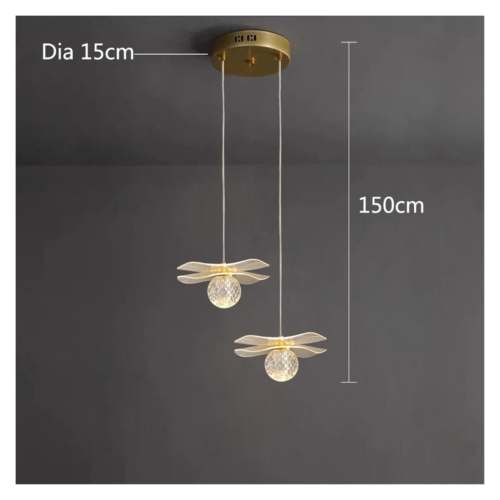Genérico Lámparas de araña, Lámparas colgantes de arte acrílico, modernas lámparas LED, for cocina, isla, comedor, mesita noche, pequeña lámpara colgante for decoración salón(2 heads)
