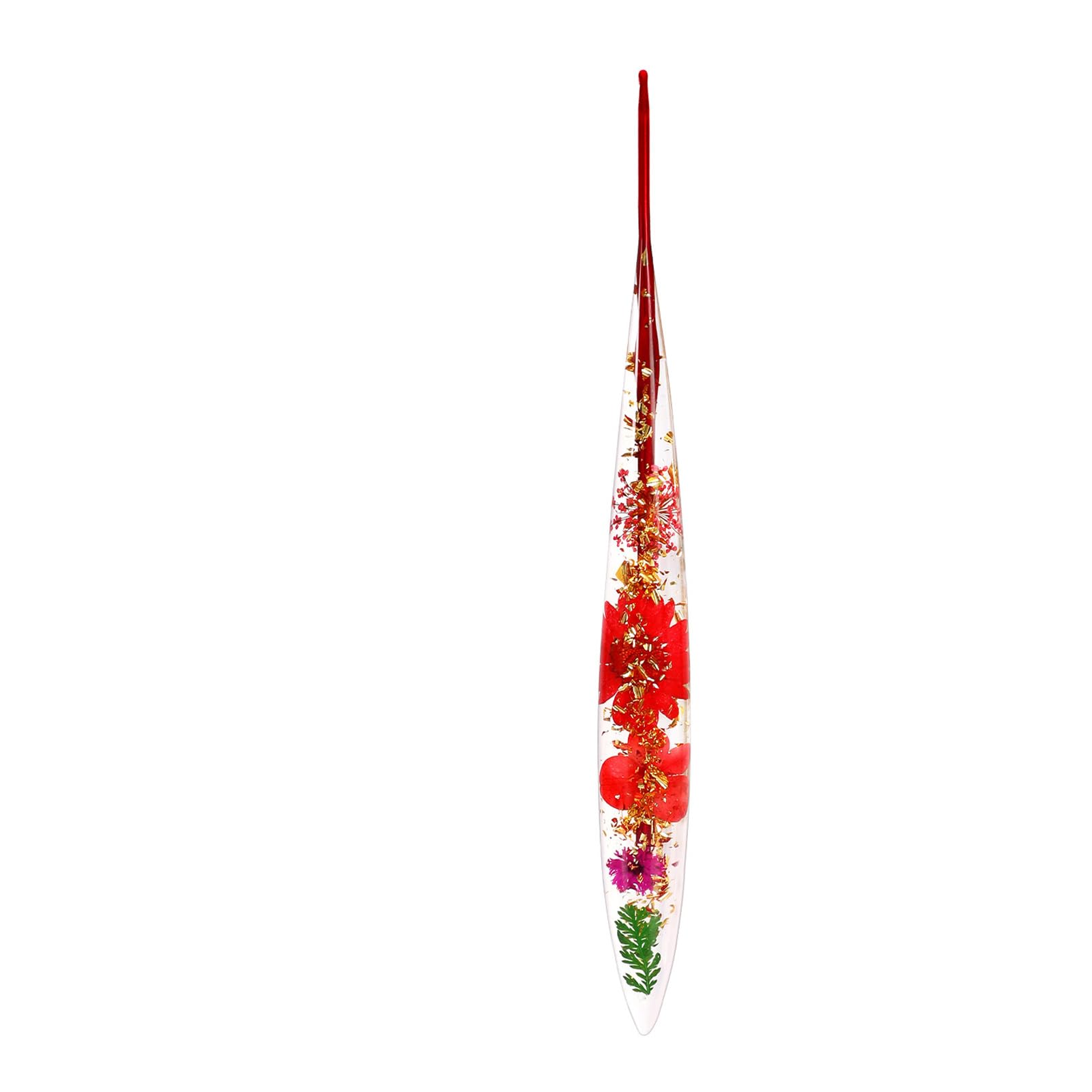 Tsophreniq Decorative Resin Floral Crochet Hook Aluminum Alloy Needle Portable for Knitting Projects Crafting Tool Crochet Hook with Floral Resin