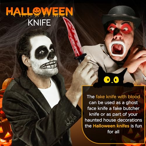 Moonlight Fright Plastic Knife Halloween Fake Knife with Blood - 34cm Blood Filled Fake Weapon for Ghost Face or Zombie Accessories - Zombie Knives Dagger Prop Halloween Costume Accessories - Image 5