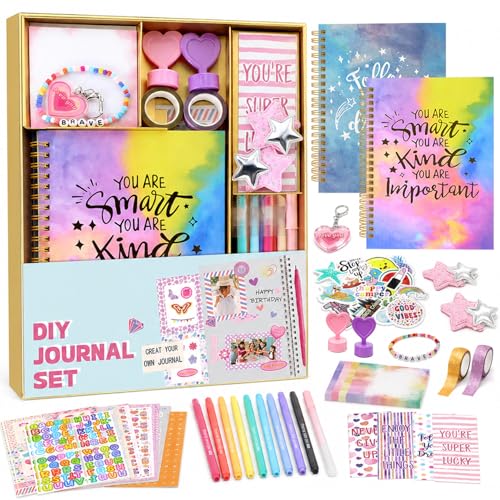 Mzj.Office DIY Journal Kit for Girls Ages 8-12 200+PCS Teen Tween Girl Gifts Trendy Stuff Party Favors for Kids 8-12 Birthday Gift for Girls.
