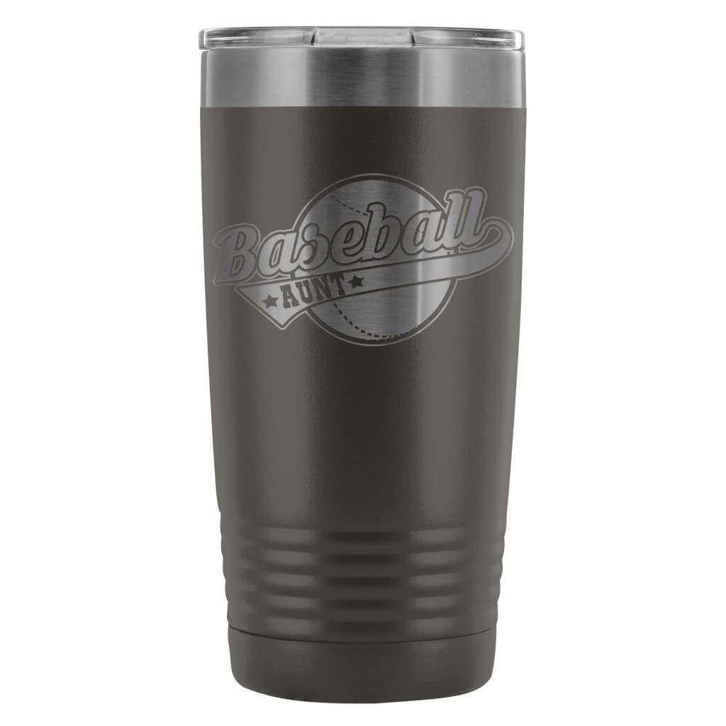 Baseball Tumbler Baseball Aunt Laser Etched 20oz Stainless Steel Tumbler (Pewter)