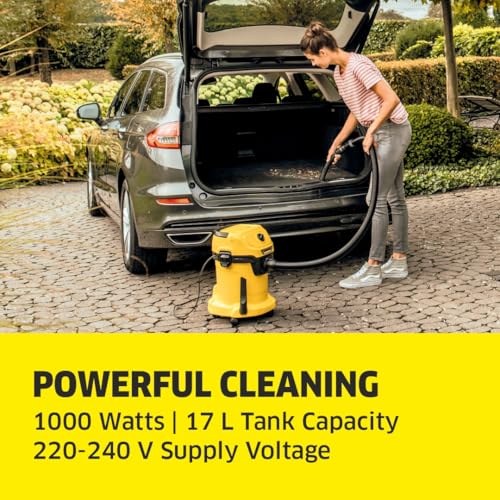 Kärcher Nat- en droogzuiger WD 3 V-17/4/20, filterpatroon, vilt, 1000 W, reservoir: 17 l, zuigslang: 2 m en opslag, blaasfunctie, vloermondstuk en sleuf - Afbeelding 5