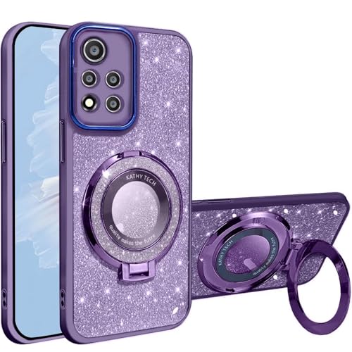 Magnetica Glitter Cover Per Xiaomi Redmi Note 11 PRO+ PLUS 5G Custodia Bling Brillantini Carino Scintillante per Donne e Ragazze Trasparente Case con Supporto ad anello viola