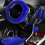 Wazzh 7PCS Set car Interior Aesthetic Accessories, Fluffy 15 inch Steering Wheel Cover, armrest pad, seat Belt Cover,Gear Shift Cover, Fit Girly car Accessories for Women.