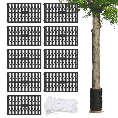 CPROSP 9 Piezas Protectores de Troncos de Plantas y Árboles 33 * 20cm, Protectores para Troncos de Arboles de Plástico, Tamaño Ajustable, Negro