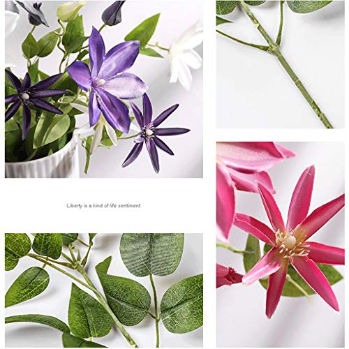 Clematis de simulación artificial y loto de seda para arreglos de comedor 7
