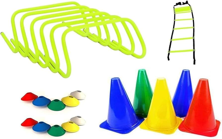 BROZYN Sports Training Kit with Agility Hurdles 6 inch (6pcs), Speed Ladder 4meter, 6 Marker Cones and Disc Cones, Multicolour, Set of 10-image-7