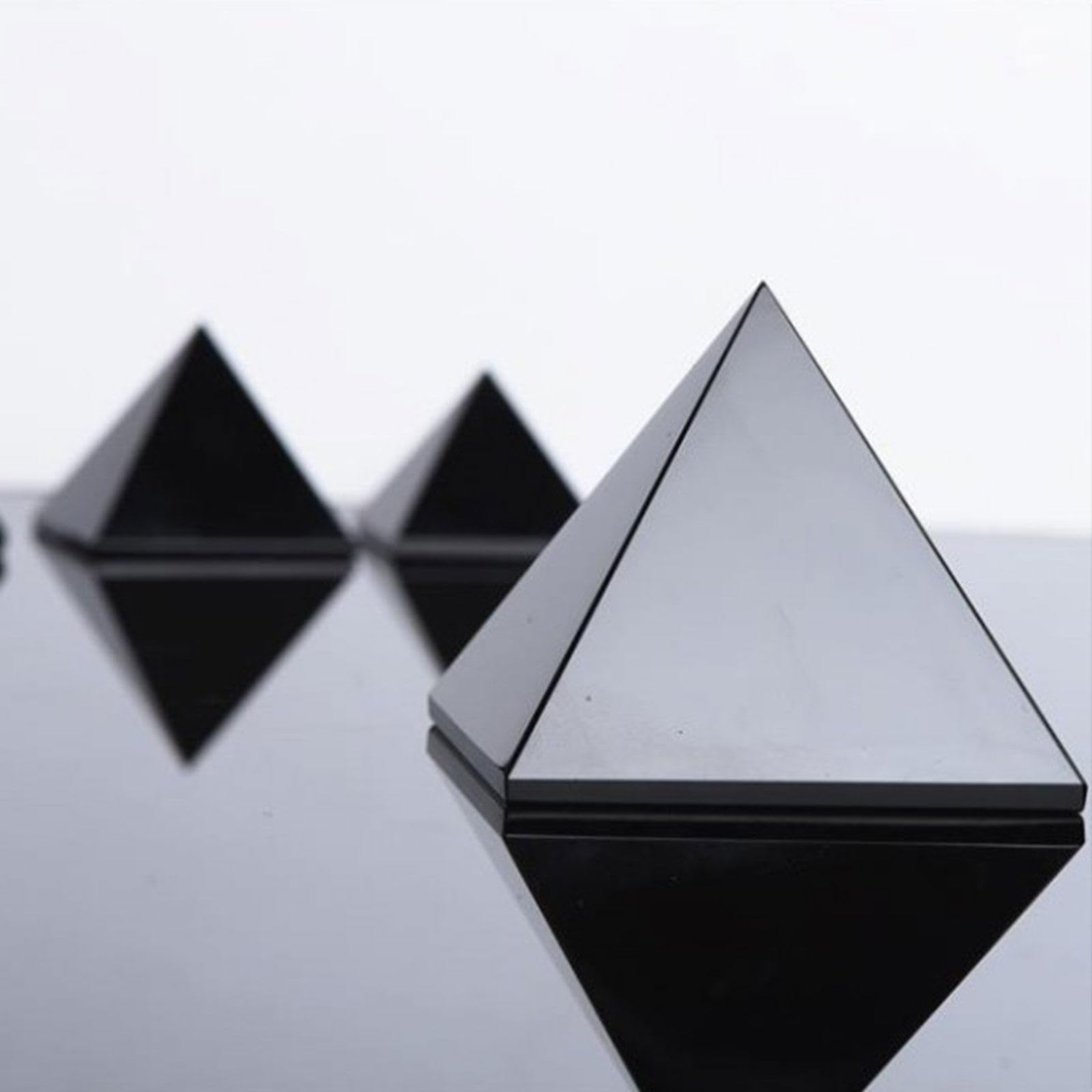 Pirámide de Obsidiana Negra Figura de Pirámide de Cristal Curativo Natural. Piedra Tallada de Chakra Reiki, Piedra Preciosa, Decoración del Hogar, Regalo, Decoración, Artesanías,5.9"