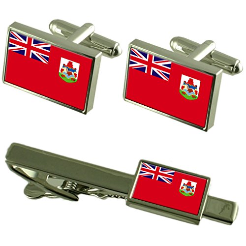 Evita corbatas desalineadas con los gemelos bandera de Bermuda y clip