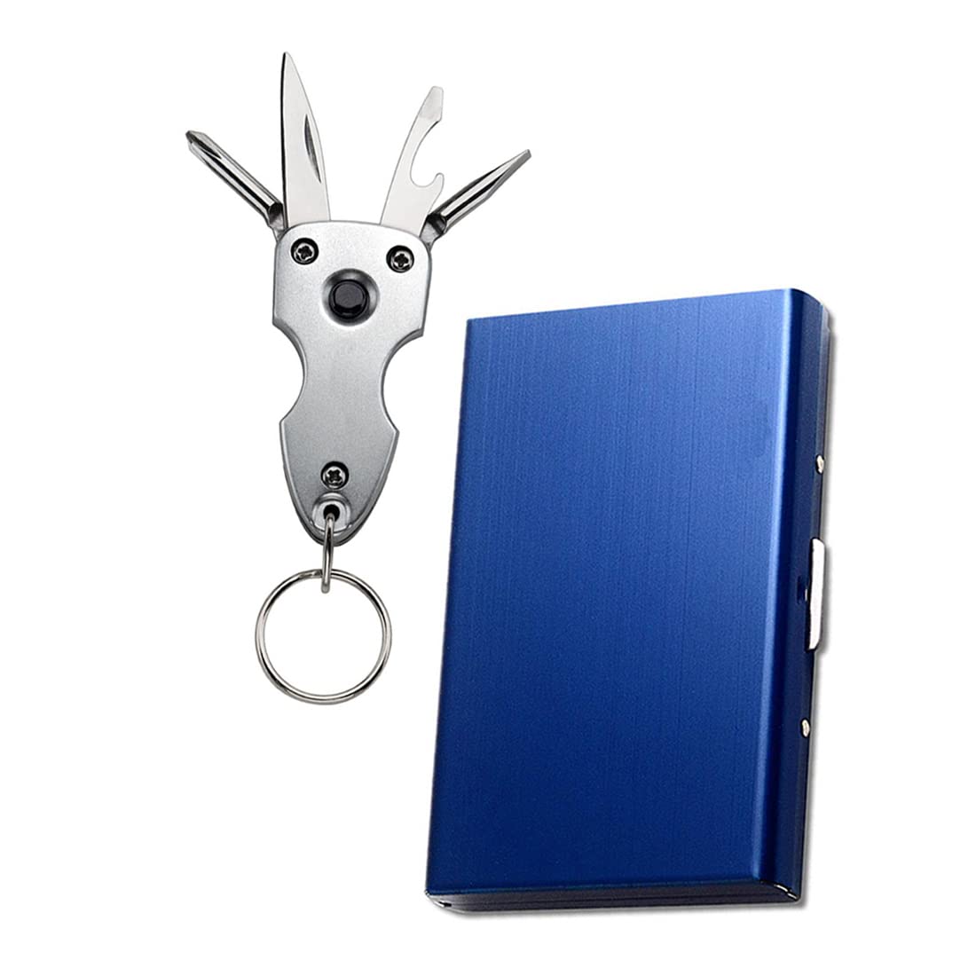 stealodeal Blue Metal Debit/Credit Card Holder with Silver Mutlitool Metal Keychain (Combo of 2)-picture-32