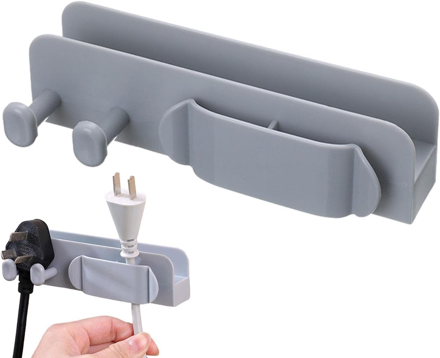 3 in 1 Wall Mounted Mobile Phone & Cable Holder | Self Adhesive Charging Stand with Plug Hook, TV Remote & Glasses Storage Organizer | Wire Cable Management Rack for Home, Office & Bedside (1 Pc)-image-31
