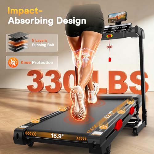 Image of 15% Auto Incline Treadmills for Home with Handle, 4 in 1 Portable Treadmill with Incline, Foldable Treadmill with 6 Screen, 105 Preset Programs, 350Lbs