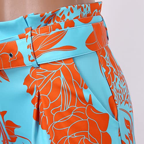 Ensemble short décontracté femme floral avec ceinture chic à la taille - 7