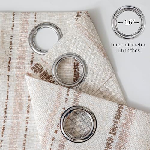 Image of MYSKY HOME Taupe Striped Patterned Curtains for Bedroom Living Room 96 Inches Long Tan Ticking Stripe Pinstripe Farmhouse Rustic Light Filtering Linen Blended Drapes, Grommet, 2 Panels, 52 inch Wide