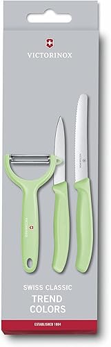 Vista 6 de Victorinox Swiss Classic Trend Colors - Cuchillo para pelar y tomate con pelador, juego de 3 piezas, color verde claro