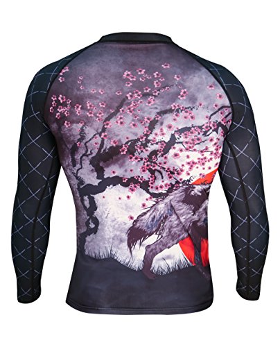 Ronin Base Layer Long Sleeve Shirt - Rash Guard Shirt for MMA, BJJ, Sports - Thermal Top - Lone Wolf Design - Durable & Comfy4