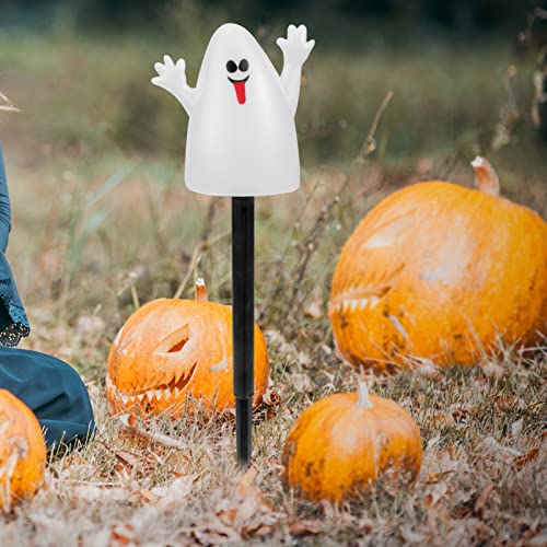 BESPORTBLE Ghost Halloween Stakes: 5PCS White Ghost Lawn Decor, Halloween Outdoor Lights Lampshade for Patio Backyard, Garden - Image 4