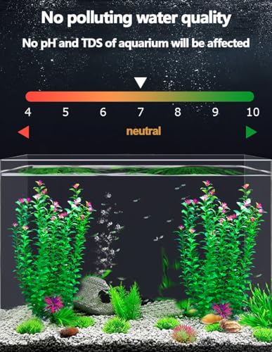 Image of 2 pcs Aquarium Decor Plants 21 Inches Extra Large Artificial Plastic Fish Tank Plants with Flowers, Tall Fish Tank Decoration for Betta Fish Tank