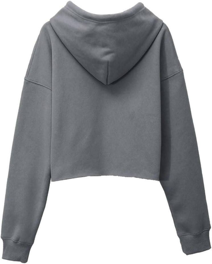Amazhiyu Women's Cropped Hoodies Long Sleeves Fleece Crop Top Sweatshirt with Hooded - Image 3