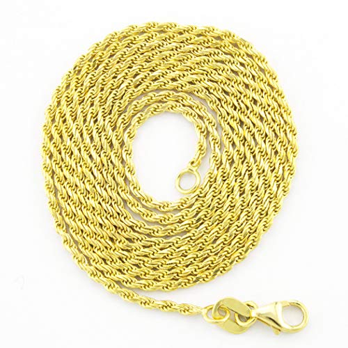 Nuragold 10k Real Yellow Gold 1.8mm Rope Chain Diamond Cut Necklace (16"-30") Italian Jewelry for Men & Women4