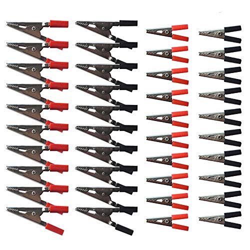 Senven 40pcs pinza de cocodrilo, pinza de cocodrilo de metal prueba de pinza de cocodrilo a través del trabajo de electricista, clip de aislamiento de metal la batería pinza de cocodrilo.