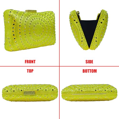 Image of Crystal Box Clutch Rhinestone Handbags For Women Party Purse Wedding Evening Bag