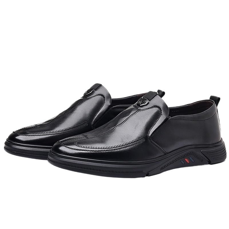Men's Slip-on Leather Shoes Anti-Slip Wear-Resistant Comfortable Soft Sole Fashion Pointed Toe for Men