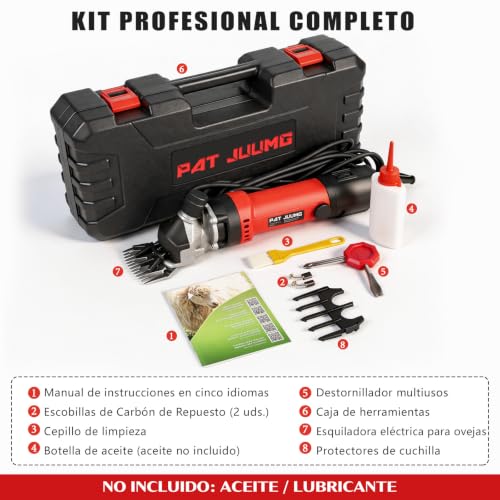 Image of PAT JUUMG Unisex 1000 W Electric Sheep Trimmer Machine with 6 Adjustable Speeds Professional Shearing Machine for Pet Wool Goat Trimmer with Carry Case (Red)