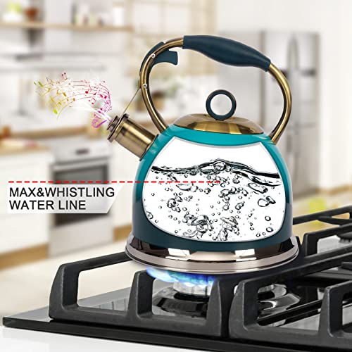 image for LUXGRACE Tea Kettle -3.0 Quart Tea Kettles Stovetop Whistling Teapot S