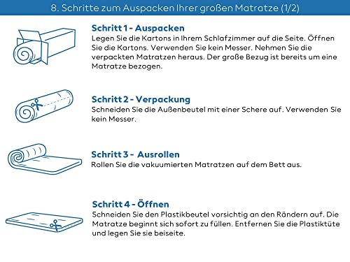Matratze 190x200 cm - SERA H4 - Tencel - Orthopädische 7-Zonen - Höhe 22 cm - Ideal für Allergiker & Schwitzer - Tonnentaschen - Taschenfederkernmatratze 190x200 – Bild 8