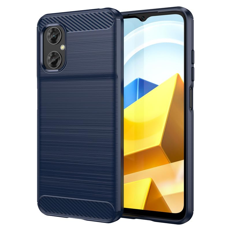 Image of Hybrid Carbon Fiber Back Case for Poco M4 5G / Poco M5 4G (Blue)