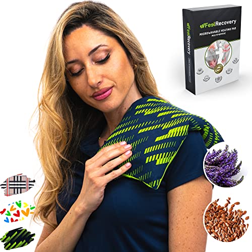 Bouillotte Sèche Graines de Lin - Coussin Chauffant Micro Onde contre Douleur Musculaire (35x18 cm) - Compresse Chauffante de Graines Aromatiques - Housse...