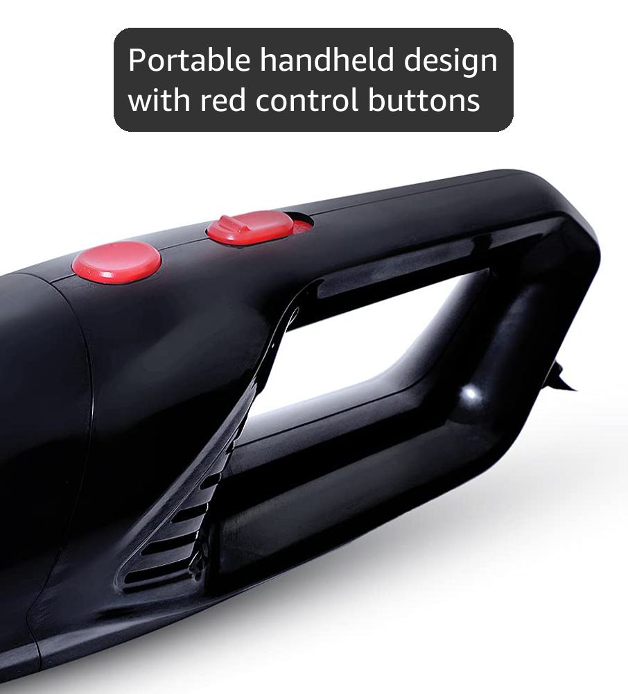 GoMechanic Car Vacuum Cleaner - Portable 2 in 1 Wet & Dry Cleaner for Car with High Suction Power 4500PA - Multipurpose 12V Power Corded with Nozzle Straw & HEPA Filter (Neutron 4500, Black)